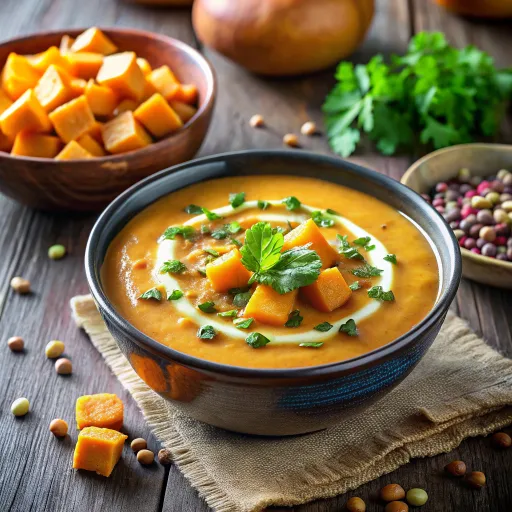 मसालेदार शकरकंद और दाल का सूप